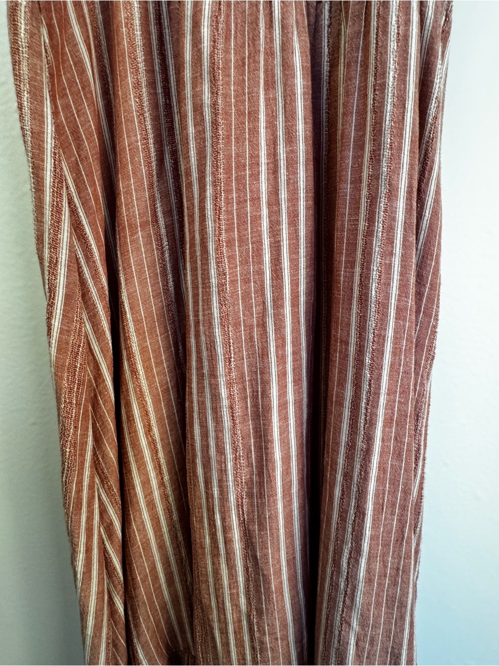 Old Navy Rust Striped Linen Blend Maxi Dress Medium Boho Cottagecore Summer - Picture 8 of 14